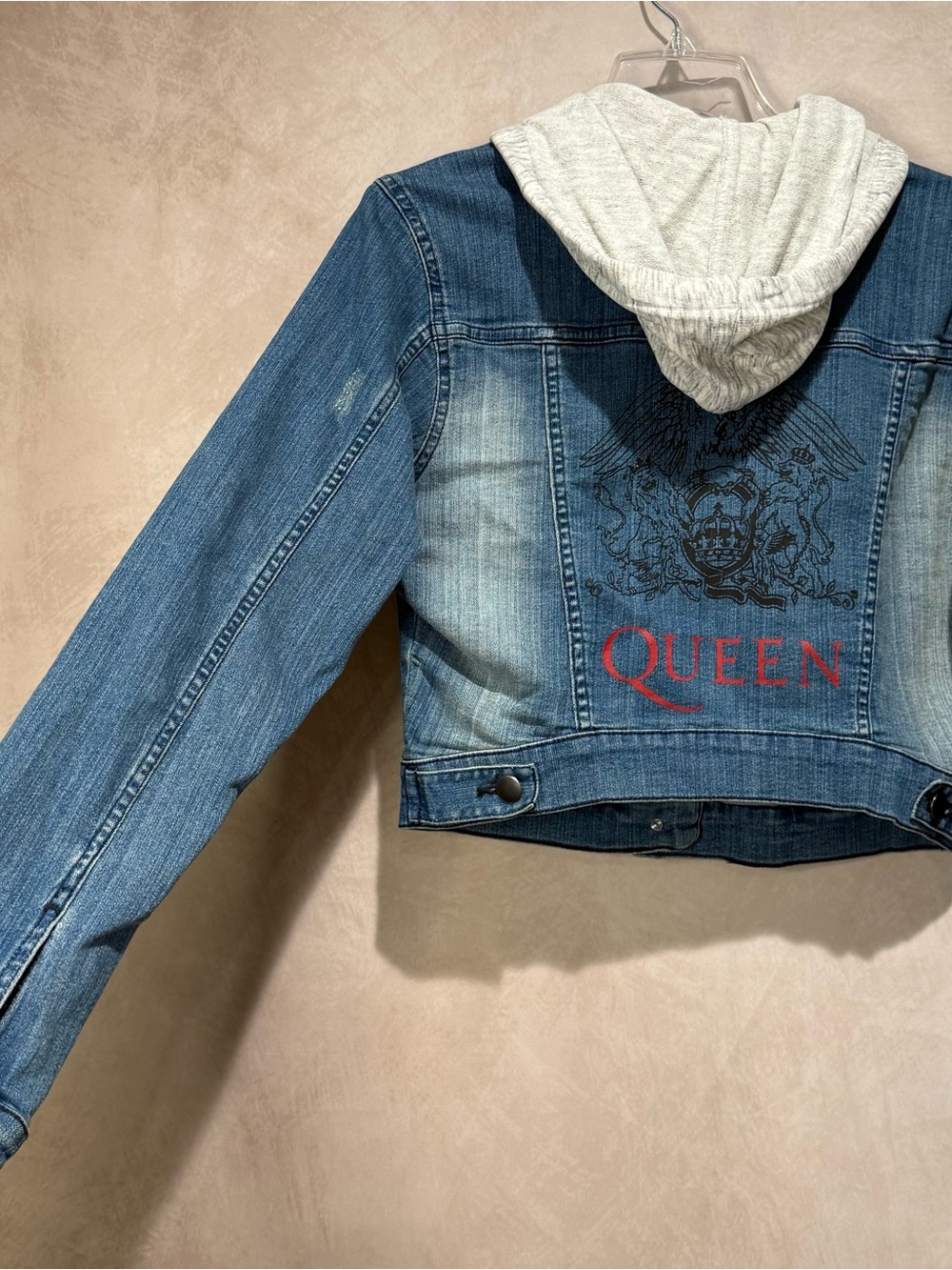 Queen Official Merch Cropped Denim Hooded Jacket Size M, Vintage Classic Rock - Picture 7 of 11